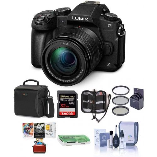 파나소닉 Panasonic Lumix DMC-G85 Mirrorless Camera with 12-60mm F/3.5-5.6 Lumix G Vario Power OIS Lens Black - Bundle with Cam Bag, 32GB SDHC U3 Card, Cleaning Kit, 58mm Filter Kit, MAC Sof