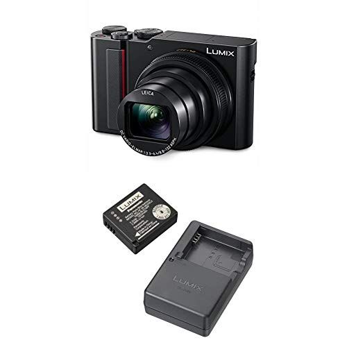 파나소닉 PANASONIC LUMIX ZS200 4K Digital Camera, DC-ZS200K w/Lumix Battery & External Charger Travel Pack