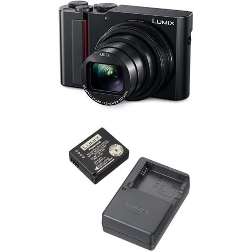 파나소닉 PANASONIC LUMIX ZS200 4K Digital Camera, DC-ZS200K w/Lumix Battery & External Charger Travel Pack