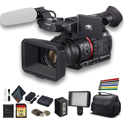 파나소닉 Panasonic AG-CX350 4K Camcorder (AG-CX350) W/Padded Case, 128 GB Memory Card, Wire Straps, LED Light, and More