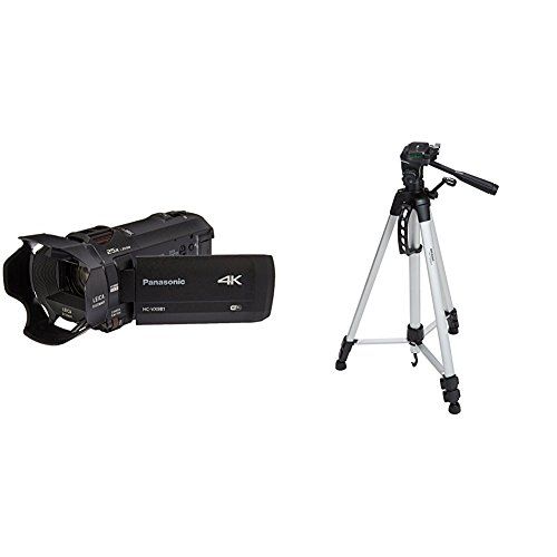 파나소닉 PANASONIC HC-VX981K 4K Camcorder, 20X LEICA DICOMAR Lens, WiFi Smartphone Twin Video Capture (USA Black) and Lightweight Tripod with Bag