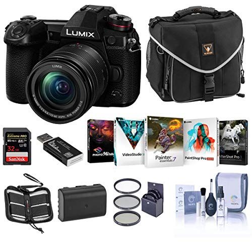 파나소닉 Panasonic Lumix G9 4K Mirrorless Camera with Lumix G Vario 12-60mm f/3.5-5.6 Lens, Bundle with Free Accessories & PC Software Suite