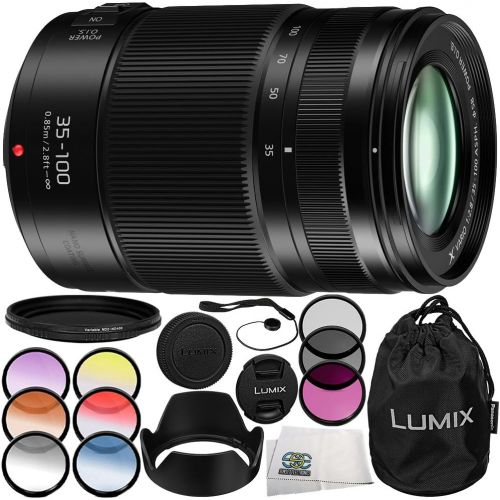 파나소닉 Panasonic Lumix G X Vario 35-100mm f/2.8 II Power O.I.S. Lens 10PC Accessory Kit ? Includes Manufacturer Accessories + 3 Piece Filter Kit (UV + CPL + FLD) + More