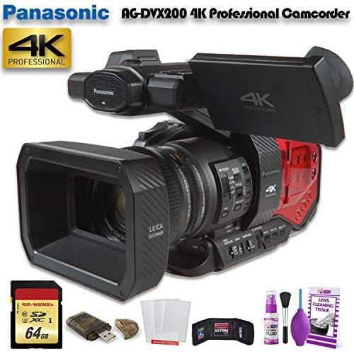 파나소닉 Panasonic AG-DVX200 4K Professional Camcorder (AG-DVX200PJ8) W/ 64GB Memory Card, Cleaning Set and More.