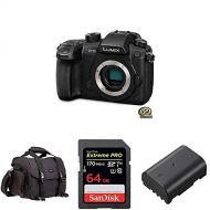 PANASONIC LUMIX GH5 4K Digital Camera, 20.3 Megapixel Mirrorless Camera with SanDisk 64GB Extreme PRO Card & AmazonBasics Large DSLR Camera Gadget Bag & DMW-BLF19 Lithium-Ion Batte