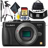 Panasonic LUMIX DMC-GX1 Mirrorless Micro Four Thirds Digital Camera Body-KitBox-NoLens (Black) - Battery Pack - Charger - 128GB Card - Wallet - USB Reader - Case XL - Tripod - Mono