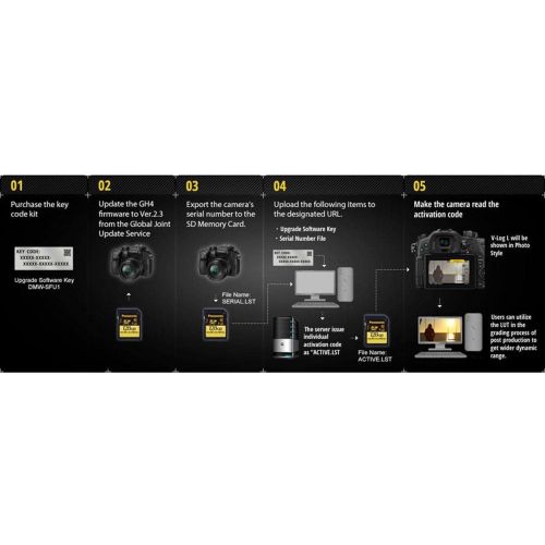 파나소닉 Panasonic V-LOG L Firmware Upgrade Unlock/Activation Code for GH4 Camera for Professional Color Graders