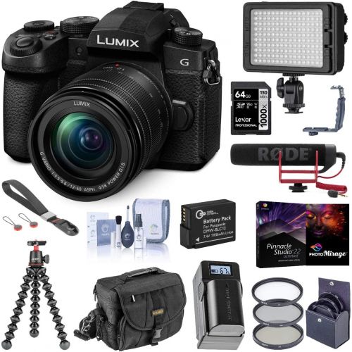 파나소닉 Panasonic LUMIX G95 20.3 Megapixel Mirrorless Digital Camera, 12-60mm F3.5-5.6 Lens, Bundle with RODE VideoMic GO, LED Light, Joby GorillaPod 3K, Filters, Peak Design Wrist Strap,