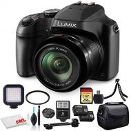 Panasonic Lumix DC-FZ80 Digital Camera (DC-FZ80K) - Bundle - with 256GB Memory Card + LED Video Light + DMW-BMB9 Battery + Digital Flash + Soft Bag + 12 Inch Flexible Tripod + Clea