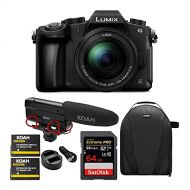 Panasonic LUMIX G85 Mirrorless Camera with 12-60mm Lens, Koah Microphone, 64GB SD Card, Battery and Dual Charger and Video Backpack Bundle (5 Items)