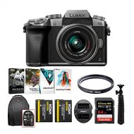 Panasonic LUMIX G7 Camera with 14-42mm Lens (Silver) with 64GB SD Card Bundle (7 Items)