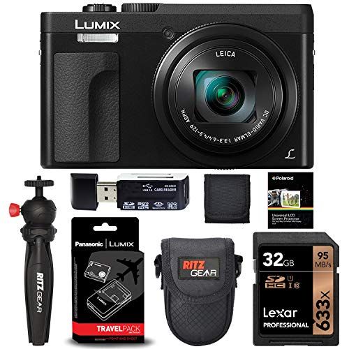 파나소닉 Panasonic Lumix ZS70 20.3 Megapixel, 4K Digital Camera, Touch Enabled 3-inch 180 Degree Flip-Front Display, 30X Leica DC Lens (Black) + DMW-ZSTRV Battery Charger + Lexar 32 GB Card