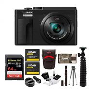 Panasonic LUMIX ZS80 24-720mm Travel Zoom Lens Digital Camera (Black) Bundle with 64GB Extreme Pro, 2 Battery/Dual Charger kit, Spider Tripod, and Camera Accessory Bundle