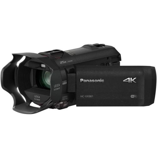 파나소닉 Panasonic 4K Ultra HD Camcorder HC-VX981K (Black), 20x Optical Zoom, Bundle Kit with Video Bag + 32GB SDHC Card + 49mm Filter Kit + Cleaning Kit + Memory Wallet