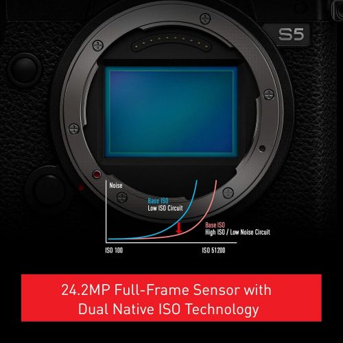 파나소닉 Panasonic LUMIX S5 Full Frame Mirrorless Camera, 4K 60P Video Recording with Flip Screen & WiFi, LUMIX S 20-60mm F3.5-5.6 Lens, L-Mount, 5-Axis Dual I.S, DC-S5KK (Black)