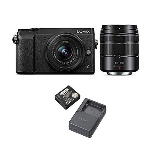 파나소닉 PANASONIC Lumix GX85 Camera with 12-32mm and 45-150mm Lens Bundle, 4K, 5 Axis Body Stabilization, 3 Inch Tilt and Touch Display with DMW-ZSTRV Lumix Battery & External Charger Trav