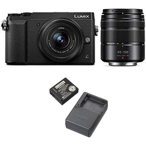파나소닉 PANASONIC Lumix GX85 Camera with 12-32mm and 45-150mm Lens Bundle, 4K, 5 Axis Body Stabilization, 3 Inch Tilt and Touch Display with DMW-ZSTRV Lumix Battery & External Charger Trav