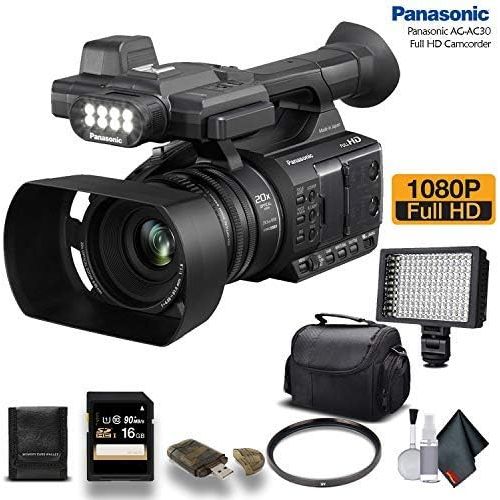 파나소닉 Panasonic AG-AC30 Full HD Camcorder (AG-AC30PJ) with 16GB Memory Card, LED Light, Case and More. - Starter Bundle