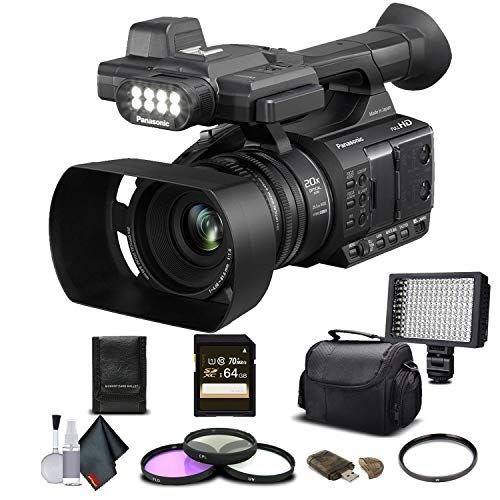 파나소닉 Panasonic AG-AC30 Full HD Camcorder (AG-AC30PJ) with 64GB Memory Card, LED Light, Case, Telephoto Lens, and More - Advanced Bundle