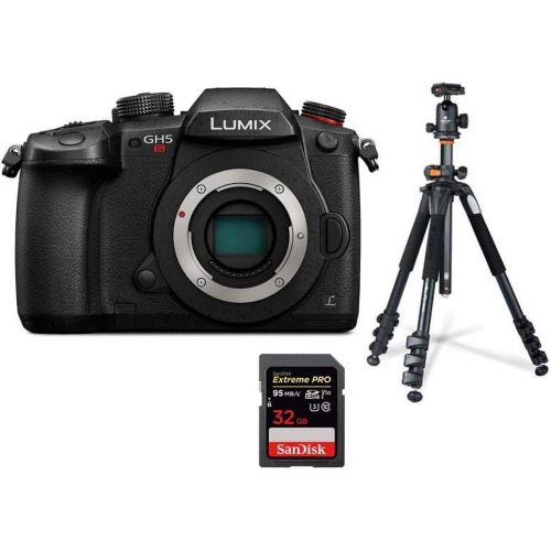 파나소닉 Panasonic LUMIX GH5S 4K Mirrorless Digital Camera, 10.2MP high-sensitivity MOS sensor, Bundle with Vanguard Alta Pro 264AB 100 Aluminum Tripod with Ball Head, 32GB SD Card, LCD Pro