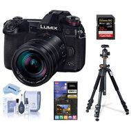 Panasonic Lumix G9 4K Mirrorless Digital Camera (Black), with 12-60mm Lens, Bundle with Vanguard Alta Pro 264AB 100 Aluminum Tripod with Ball Head, 32GB SD Card, LCD Protector, Cle