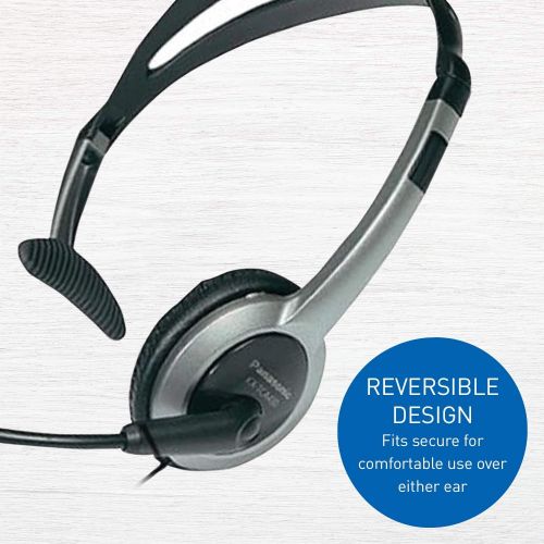 파나소닉 [아마존베스트]Panasonic KX-TCA430 Comfort-Fit, Foldable Headset with Flexible Noise-Cancelling Microphone and Volume Control, Regular, Grey/Silver