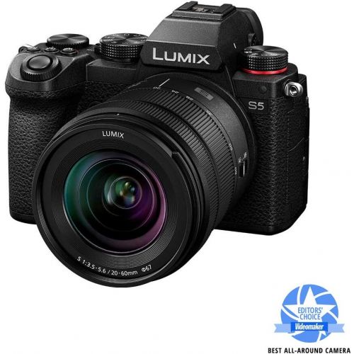 파나소닉 [아마존베스트]Panasonic LUMIX S5 Full Frame Mirrorless Camera, 4K 60P Video Recording with Flip Screen & WiFi, LUMIX S 20-60mm F3.5-5.6 Lens, L-Mount, 5-Axis Dual I.S, DC-S5KK (Black)