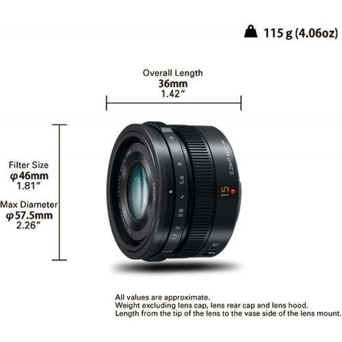 파나소닉 [아마존베스트]Panasonic H-X015E-K LEICA DG SUMMILUX 15mm F1.7 ASPH Lens - Black