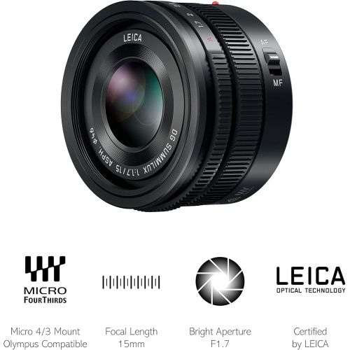 파나소닉 [아마존베스트]Panasonic H-X015E-K LEICA DG SUMMILUX 15mm F1.7 ASPH Lens - Black