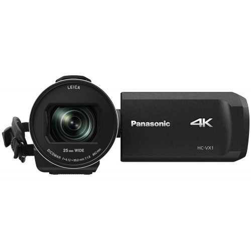 파나소닉 Panasonic PANASONIC HC-VX1 4K Camcorder, 24X LEICA DICOMAR Lens, 12.5 BSI Sensor, Three O.I.S. Stabilizer Systems, HDR Mode, Wireless Multi-Camera Capture (USA Black)