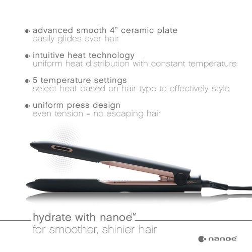 파나소닉 Panasonic Nanoe Hair Styling Iron EH-HS99-K, Flat Iron Hair Straightener with Ceramic Plates and Patented nanoe Technology for Smooth, Shiny Hair