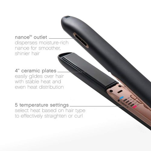 파나소닉 Panasonic Nanoe Hair Styling Iron EH-HS99-K, Flat Iron Hair Straightener with Ceramic Plates and Patented nanoe Technology for Smooth, Shiny Hair