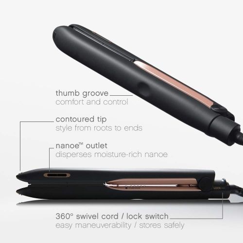 파나소닉 Panasonic Nanoe Hair Styling Iron EH-HS99-K, Flat Iron Hair Straightener with Ceramic Plates and Patented nanoe Technology for Smooth, Shiny Hair