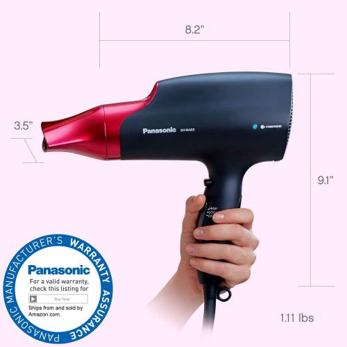 파나소닉 Panasonic EH-NA65-K nanoe Hair Dryer, Professional-Quality with 3 attachments including Quick-Dry Blow Dry Nozzle for Smooth, Shiny Hair