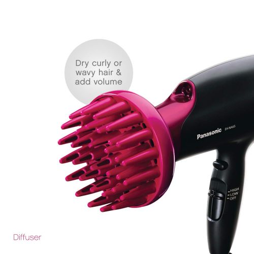 파나소닉 Panasonic EH-NA65-K nanoe Hair Dryer, Professional-Quality with 3 attachments including Quick-Dry Blow Dry Nozzle for Smooth, Shiny Hair