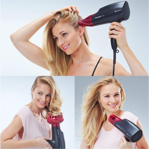 파나소닉 Panasonic EH-NA65-K nanoe Hair Dryer, Professional-Quality with 3 attachments including Quick-Dry Blow Dry Nozzle for Smooth, Shiny Hair