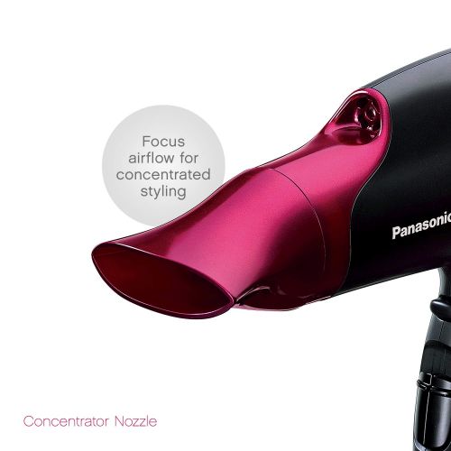 파나소닉 Panasonic EH-NA65-K nanoe Hair Dryer, Professional-Quality with 3 attachments including Quick-Dry Blow Dry Nozzle for Smooth, Shiny Hair