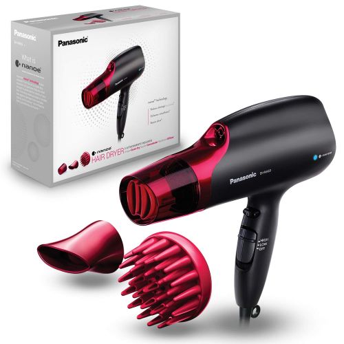 파나소닉 Panasonic EH-NA65-K nanoe Hair Dryer, Professional-Quality with 3 attachments including Quick-Dry Blow Dry Nozzle for Smooth, Shiny Hair