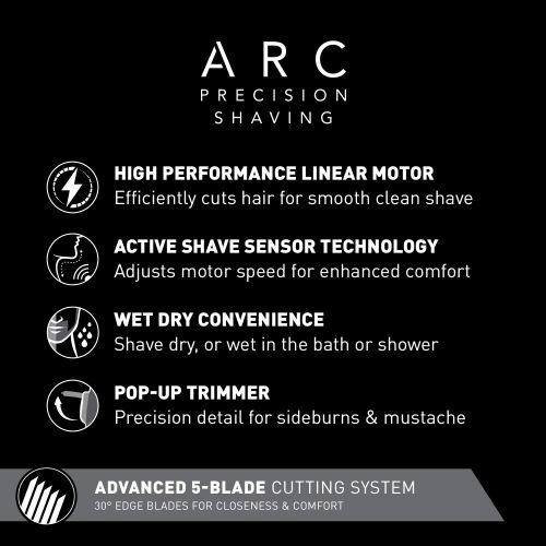 파나소닉 Panasonic Arc5 Electric Razor, Mens 5-Blade Cordless with Shave Sensor Technology and WetDry Convenience, ES-LV65-S