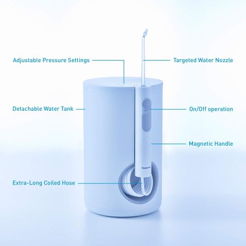 파나소닉 Panasonic Dental Water Flosser and Oral Irrigator EW1611W, Ultrasonic Waterjet Technology for Dental Care and Oral Health, 10 Power Settings and 20-Ounce Water Reservoir