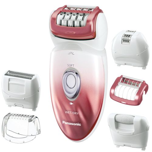 파나소닉 Panasonic ES-ED90-P WetDry Epilator and Shaver, with Six Attachments including Pedicure Buffer for Foot Care