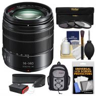 Panasonic Lumix G X Vario 14-140mm f3.5-5.6 ASPH Power OIS Zoom Lens with Case + 3 Filters + Strap + Kit for G7, GF7, GH3, GH4, GM5, GX7, GX8 Cameras