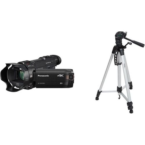 파나소닉 Panasonic PANASONIC HC-WXF991K 4K Cinema-Like Camcorder, 20X LEICA DICOMAR Lens, Multi Scene Twin Camera (USA Black) and Lightweight Tripod with Bag