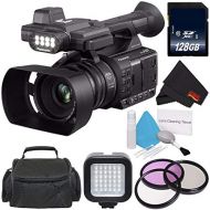 Panasonic AG-AC30 Full HD Camcorder with Touch Panel LCD Viewscreen AG-AC30PJ + 128GB SDXC Class 10 Memory Card + Carrying Case + Professional 160 LED Video Light Studio Series Bun