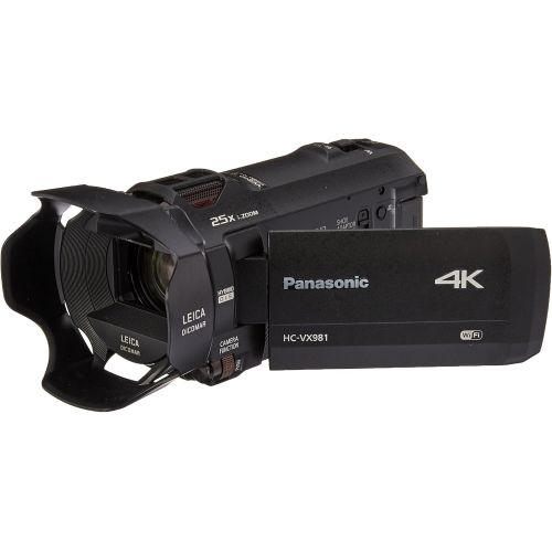 파나소닉 Panasonic 4K Ultra HD Camcorder HC-VX981K, 20X Optical Zoom, 12.3-Inch BSI Sensor, HDR Capture, Wi-Fi Smartphone Twin Video Capture (Black, USA)