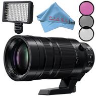 Panasonic Leica DG Vario-Elmarit 8-18mm f2.8-4 ASPH. Lens + 67mm 3 Piece Filter Kit + Professional 160 LED Video Light Studio Series + Fibercloth Bundle