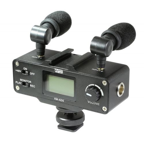 파나소닉 Synergy Digital Panasonic HC-MDH2 Camcorder External Microphone Vidpro XM-AD5 Mini Pre-Amp Smart Mixer with Dual Condenser Microphones for DSLR’s, Video Cameras and Phones, with SDC-26 Case