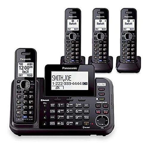 파나소닉 Panasonic KX-TG9542B Dect 6.0 2-Line Cordless Phone w Link-to-Cell & 2-Handsets + 2-Pack 2 Line Handset For KX-TG954X