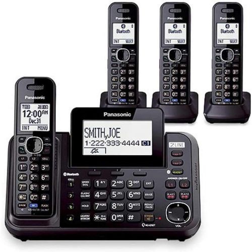 파나소닉 Panasonic KX-TG9542B Dect 6.0 2-Line Cordless Phone w Link-to-Cell & 2-Handsets + 2-Pack 2 Line Handset For KX-TG954X