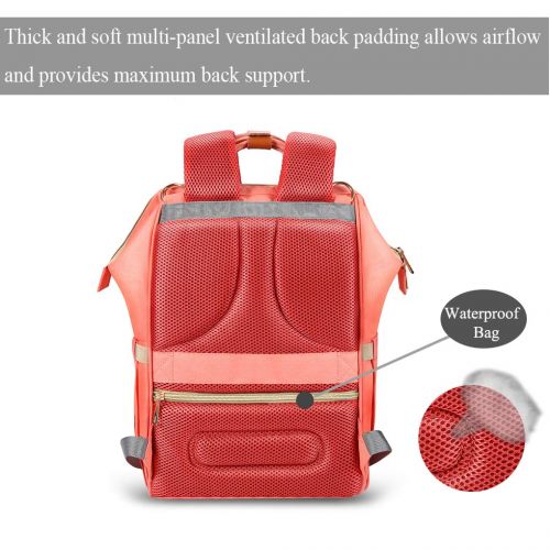  PandaEar Baby Diaper Bag Backpack, Multi-Function Nappy Bags with Insulated Pocket & Changing Pad, Waterproof Travel Backpack for Mom & Dad, Large Capacity, Durable, Stylish, Pink